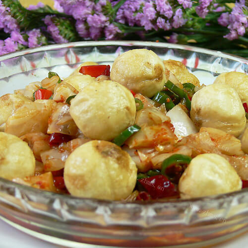 白菜油条煮汤圆