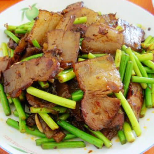 腊肉炒蒜苔