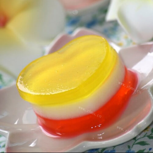 三色花茶果冻
