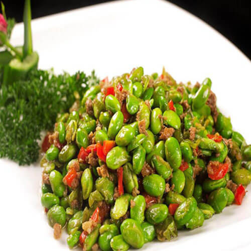 毛豆炒肉末