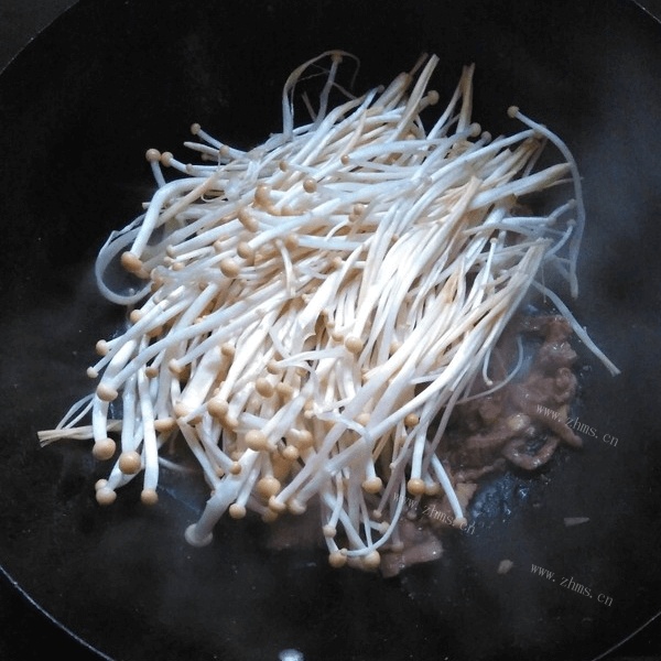 金针菇炒肉丝 做法图解4)