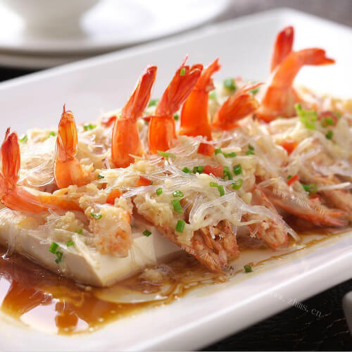 鲜虾蒸豆腐