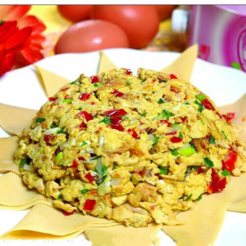 虾酱鸡蛋炒豆腐