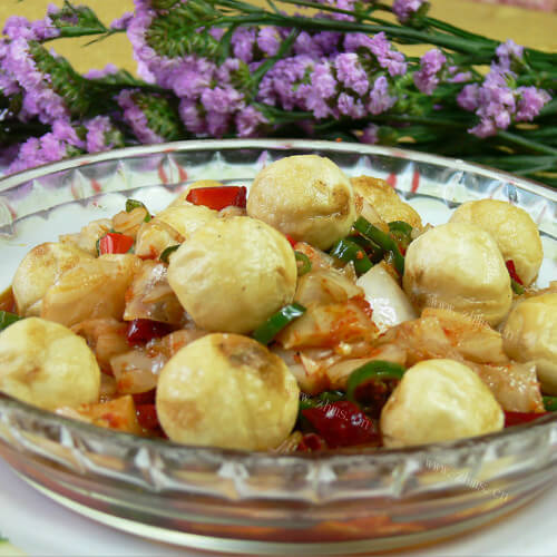 白菜油条煮汤圆