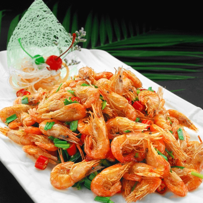 美味的炒河虾
