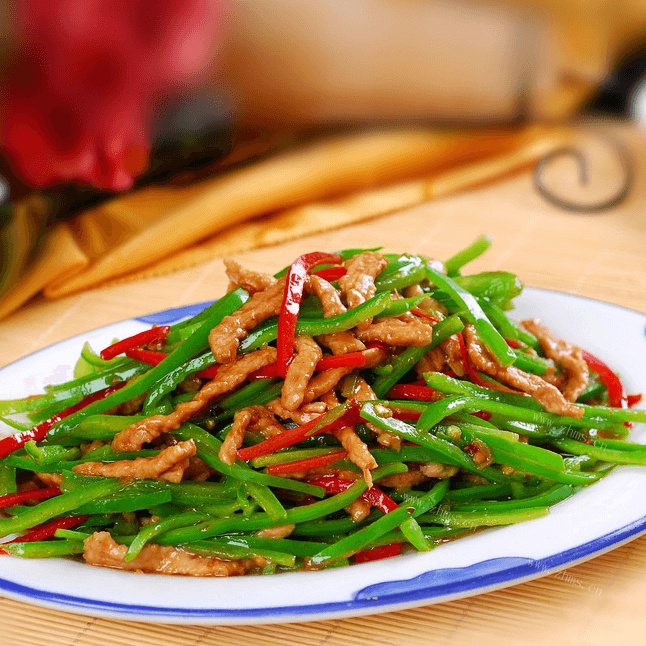 美味的青椒炒肉丝