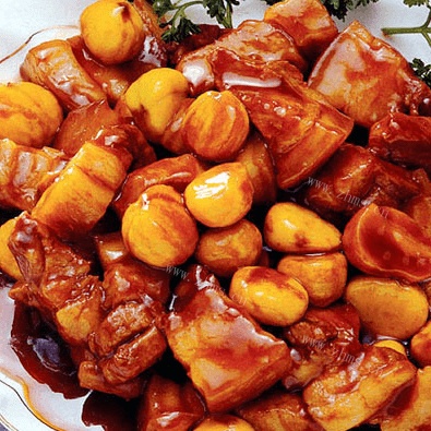 美味的板栗烧肉