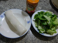 美味的牛肉酱菜芯炒年糕做法图解1)