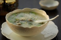 美味香菜猪肝阴米粥做法图解9)