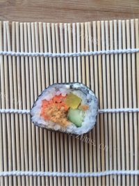 美味的肉松卷寿司做法图解10)