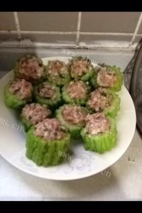 家常菜酿苦瓜做法图解4)