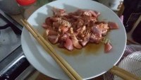 花菜炒肉片做法图解3)