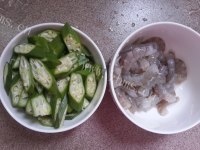 家常菜秋葵炒虾仁做法图解1)