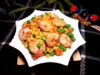 家常菜玉米豌豆炒虾仁