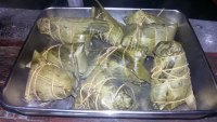 美味的家常伴黄伴肉粽做法图解11)