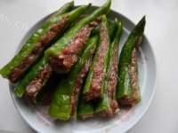 家常菜虎皮青椒酿肉做法图解14)