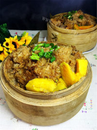 营养的川味红薯南瓜粉蒸肉做法图解15)