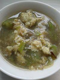 美味的丝瓜虾皮鸡蛋汤