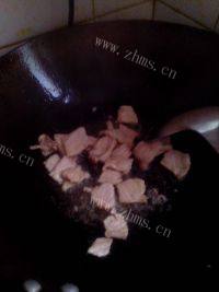 油菜炒肉自制做法图解4)