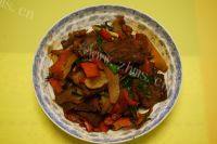 儿菜炒肉片做法图解7)