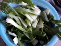 油菜炒肉自制做法图解1)