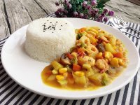 鲜虾杂蔬咖喱饭做法图解16)
