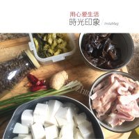 美味的酸菜豆腐炖猪肚做法图解5)