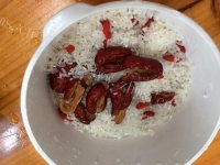 美味的香干烤肠炒饭做法图解3)