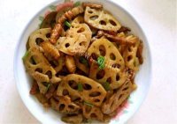 家常肉炒莲藕片做法图解5)