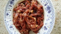 家常菜秋葵炒肉片做法图解4)