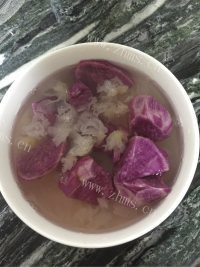 桂花银耳紫薯羹做法图解3)