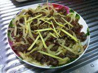 冲菜蒸牛肉做法图解8)