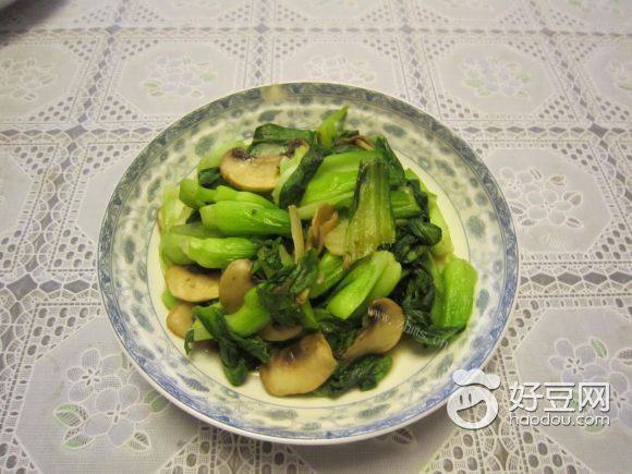 菜苔炒蘑菇