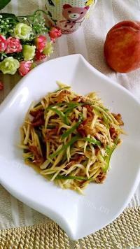 家常菜茭白炒肉丝