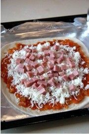 自制牛肉粒火腿pizza做法图解5)