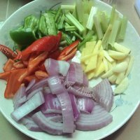 家常菜双椒牛肉做法图解2)