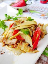 好吃的双椒肉片炒秀珍菇做法图解11)