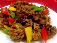 美味的彩椒菊花鸡胗做法图解18)
