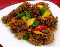 美味的彩椒菊花鸡胗做法图解16)