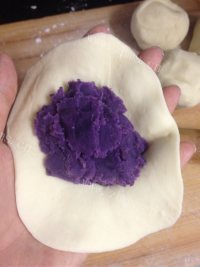 自制紫薯开花馒头做法图解7)