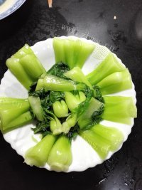 清爽白蘑菇扒油菜做法图解12)