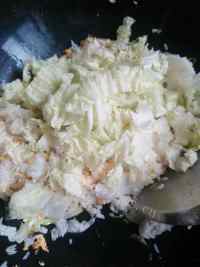美味的白菜油豆腐蛋炒饭做法图解5)