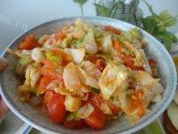 家常菜洋白菜炒西红柿