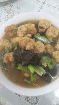 寻常的油菜炖肉丸做法图解6)