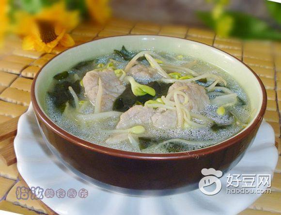 螺旋藻豆芽肉片汤