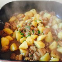 美味的猪肉焖土豆做法图解14)