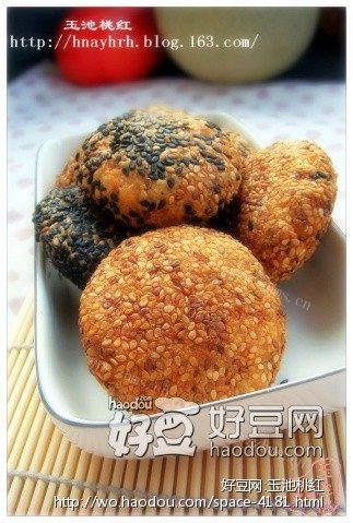 薯泥芝麻豆沙饼