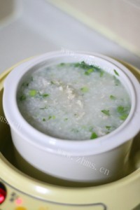 青菜瘦肉粥做法图解7)