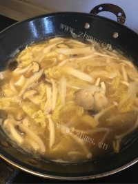 家常娃娃菜菌豆腐味增汤做法图解14)