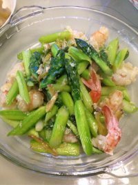 家常菜芦笋炒虾仁